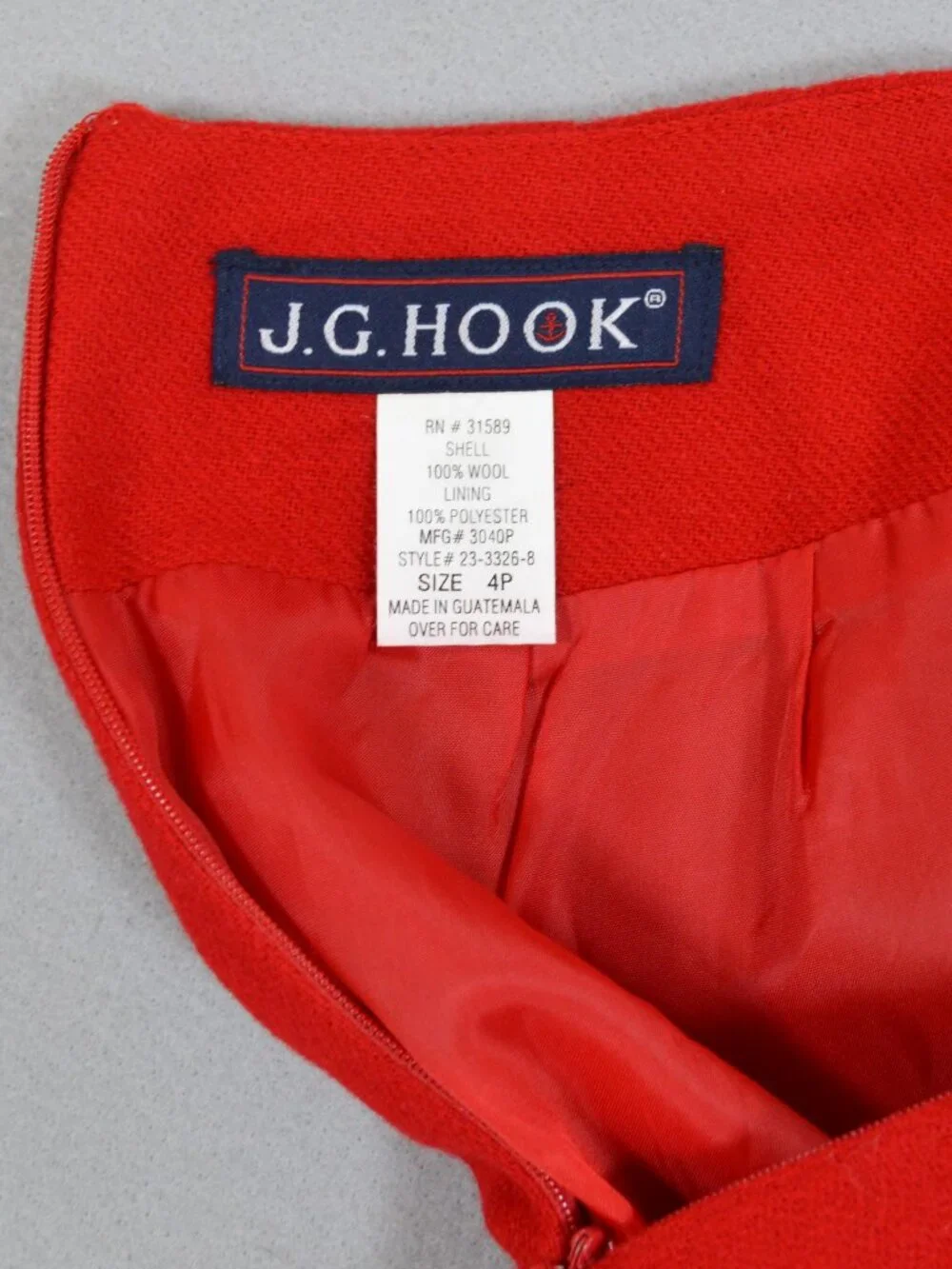 ❤️ J.G. Hook Red Wool Pencil Skirt Petite 4P Classic Work Holiday - Picture 7 of 13